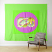 Tenture Lime Vert et violet clair motifs (En situation (horizontale))