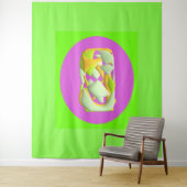 Tenture Lime Vert et violet clair motifs (En situation)