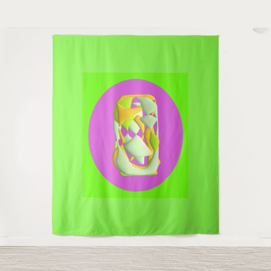 Tenture Lime Vert et violet clair motifs (Devant)