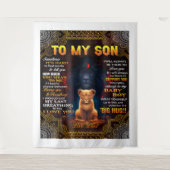 Tenture Lion à mon fils Parfois c'est dur papa (Devant)