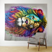 Tenture Lion Abstrait Majestueux (En situation (horizontale))