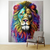 Tenture Lion Abstrait Majestueux (En situation)