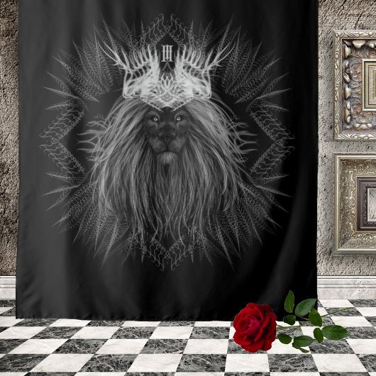 Tenture Lion avec monogramme de couronne