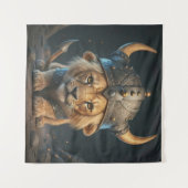 Tenture Lion bébé viking mignon (Devant (Horizontal))