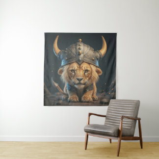 Tenture Lion bébé viking mignon