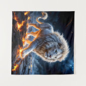 Tenture Lion blanc épique fait de flammes (Devant (Horizontal))