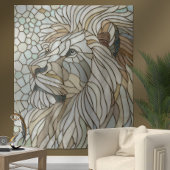Tenture Lion blanc Portrait Mosaic Art