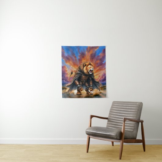 Tenture Lion Cyber des Terres Désolées (En situation)