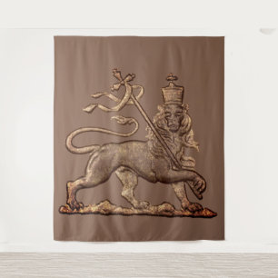 Tenture Lion de Juda Jah Armée INI Haile Selassie Rasta