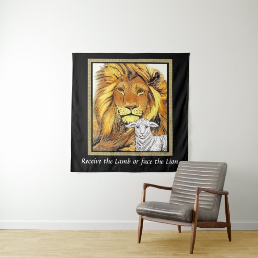 Tenture Lion et agneau (En situation)