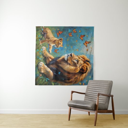 Tenture Lion Et Cub (En situation (horizontale))