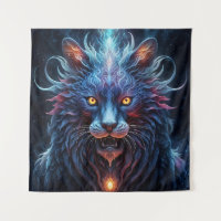 Lion Fantastique Bleu-Rose Majestueux