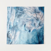 Tenture Lion neige couché animal d'art (Devant (Horizontal))