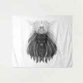 Tenture Lion noir avec couronne Antlers et monogramme (Devant (Horizontal))