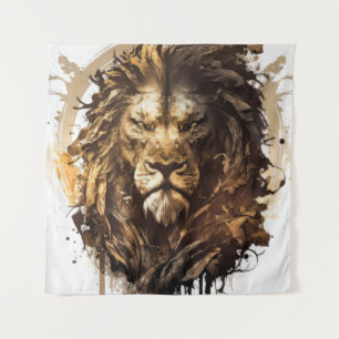Tenture Lion Portrait Animal Peinture Faune À L'Extérieur