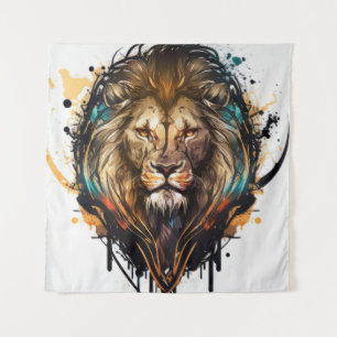Tenture Lion Portrait Animal Peinture Faune À L'Extérieur