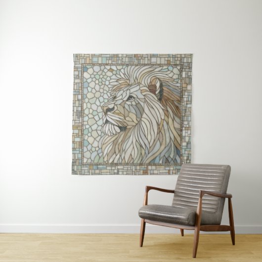 Tenture Lion Portrait Mosaic Art (En situation)