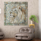 Tenture Lion Portrait Mosaic Art