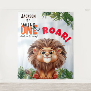 Tenture Lion Safari Wild One Anniversaire de enfant fond