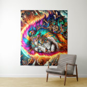 Tenture Lion Steampunk (En situation)