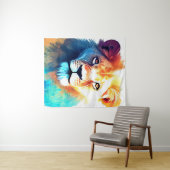 Tenture Lion Wild Nature Animal Couleur Art Peinture (En situation (horizontale))