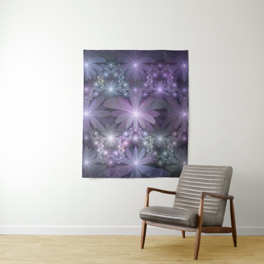 Tenture Lit de fleurs Art Fractal Abstrait tendance brilla (En situation)