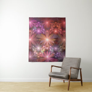 Tenture Lit De Fleurs Coloré Brillant Art Fractal Abstrait