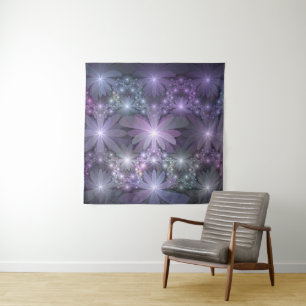 Tenture Lit de fleurs tendance brillant art fractal abstra