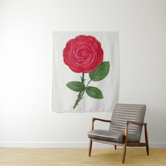 Tenture Lithographie de rose antique, François-Frédéric Gr (En situation)
