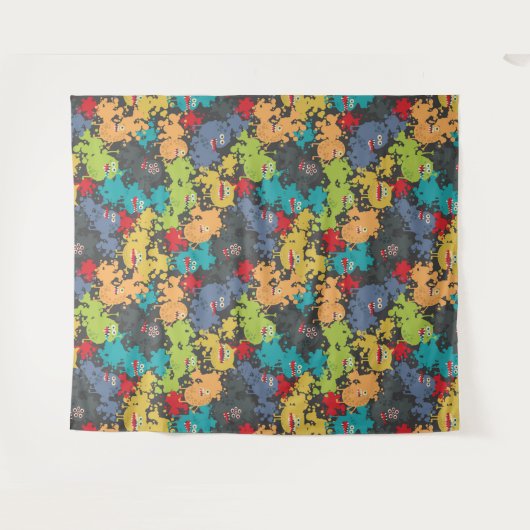 Tenture Little cute funny monsters (Devant (Horizontal))