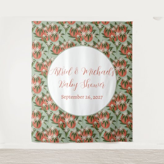 Tenture Little Cutie Clementine Sage | Baby shower Citrus (Devant)