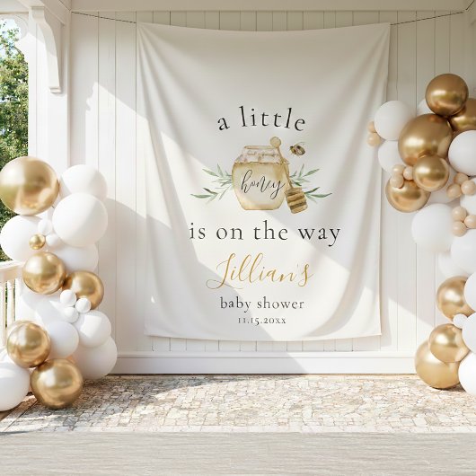 Tenture Little Honey On The Way Bee Baby Shower Backdrop