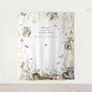 Tenture Livre d'histoires   Baby shower forestier