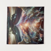 Tenture Livre sans fin avec des mots liquides en cascade (Devant (Horizontal))