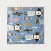 Tenture Llama, Cactus, Motif d'éléments à main. (Devant (Horizontal))