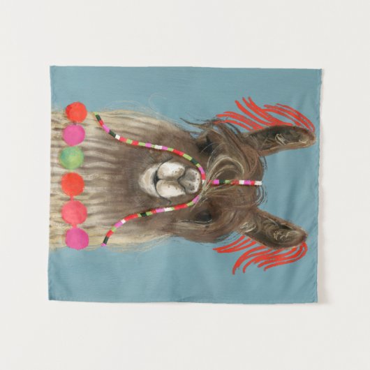 Tenture Llama ornée - Brown (Devant (Horizontal))