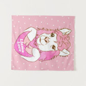 Tenture Llama rose Croquis & Pois blancs Llama Love (Devant (Horizontal))