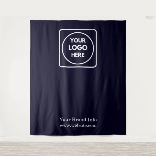 Tenture Logo Bleu Marine | Personnalisation de la Marque p (Devant)