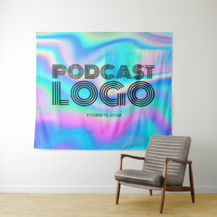 Tenture Logo de podcast moderne Arc-en-ciel iridescent ble