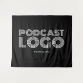 Tenture Logo de podcast moderne noir et blanc (Devant (Horizontal))