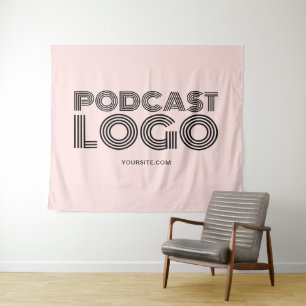 Tenture Logo de podcast moderne rose pastel