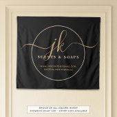 Tenture Logo de script de monogramme d'entreprise Noir Or 