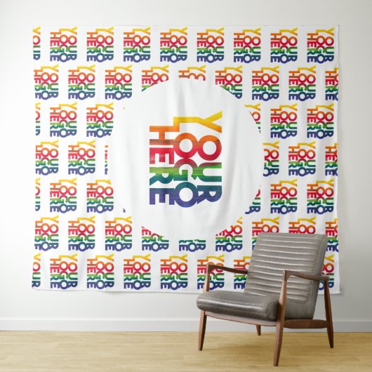 Tenture Logo d'entreprise simple blanc (En situation (horizontale))