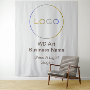 Tenture Logo d'entreprise Slogan Marque, Rond Argent Or Bl