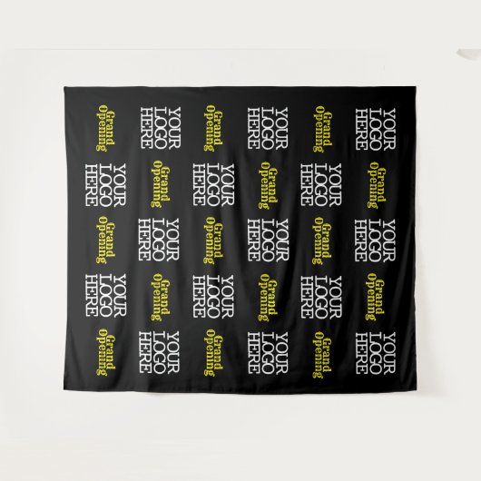 Tenture Logo d'ouverture d'entreprise noir jaune (Devant (Horizontal))