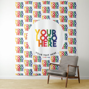 Tenture Logo et slogan d'entreprise simple blanc