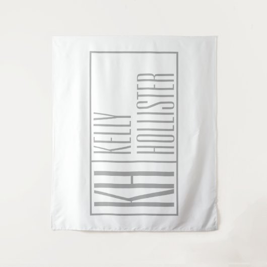 Tenture Logo Moderne Grey Initiales & Nom (Devant)