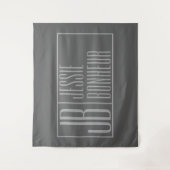 Tenture Logo moderne, gris sur gris foncé, initiales et no (Devant)