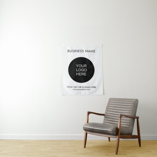 Tenture Logo personnalisable Design de texte Tapestry Back (En situation)