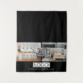 Tenture Logo Photo Table Runner Bannière Immobilier QR Cod (Devant)